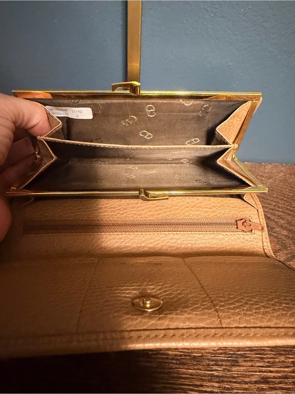 Dior Dark Brown Long Wallet with Tan Trim